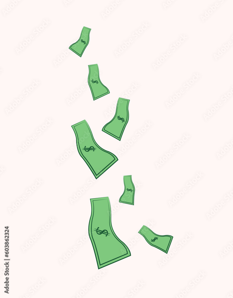 flying money falling illustration with background flying money falling illustration with background