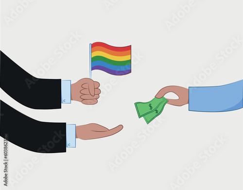 lgbt pinkwashing, rainbow washing illustration