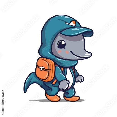 Cute dolphin mascot character for tour company.