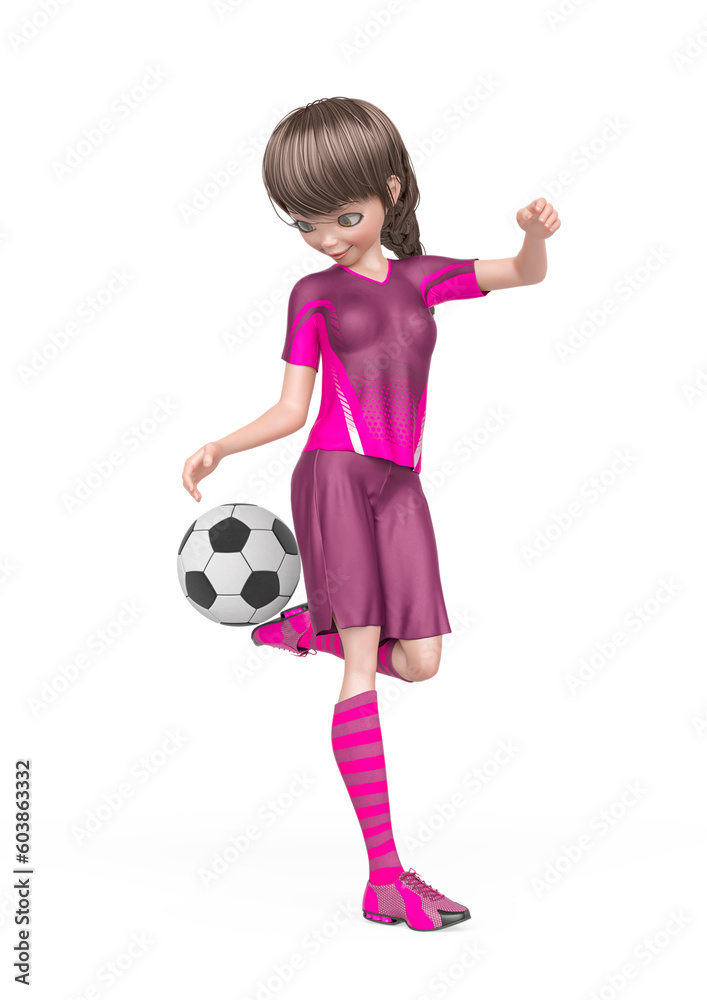 soccer girl is controlling the ball with the heel in white background soccer girl is controlling the ball with the heel in white background