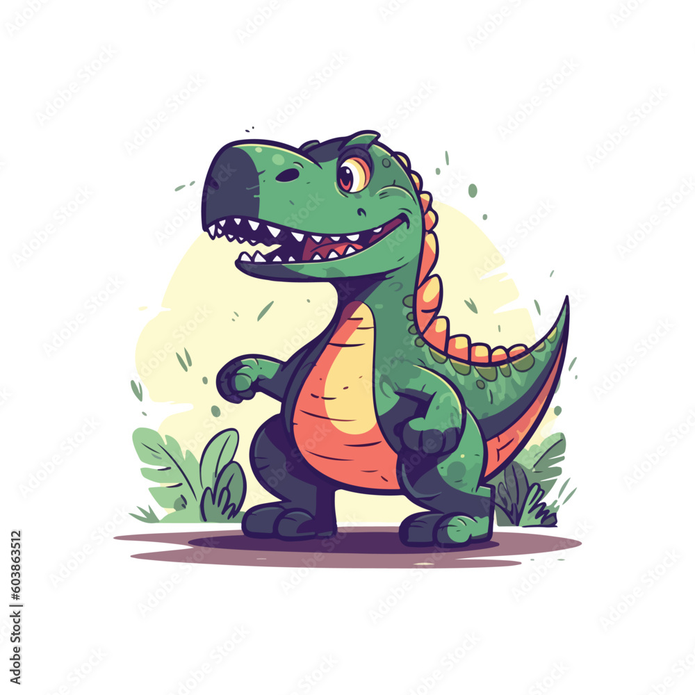 Fototapeta premium Friendly dinosaur mascot character for kids amusement park.