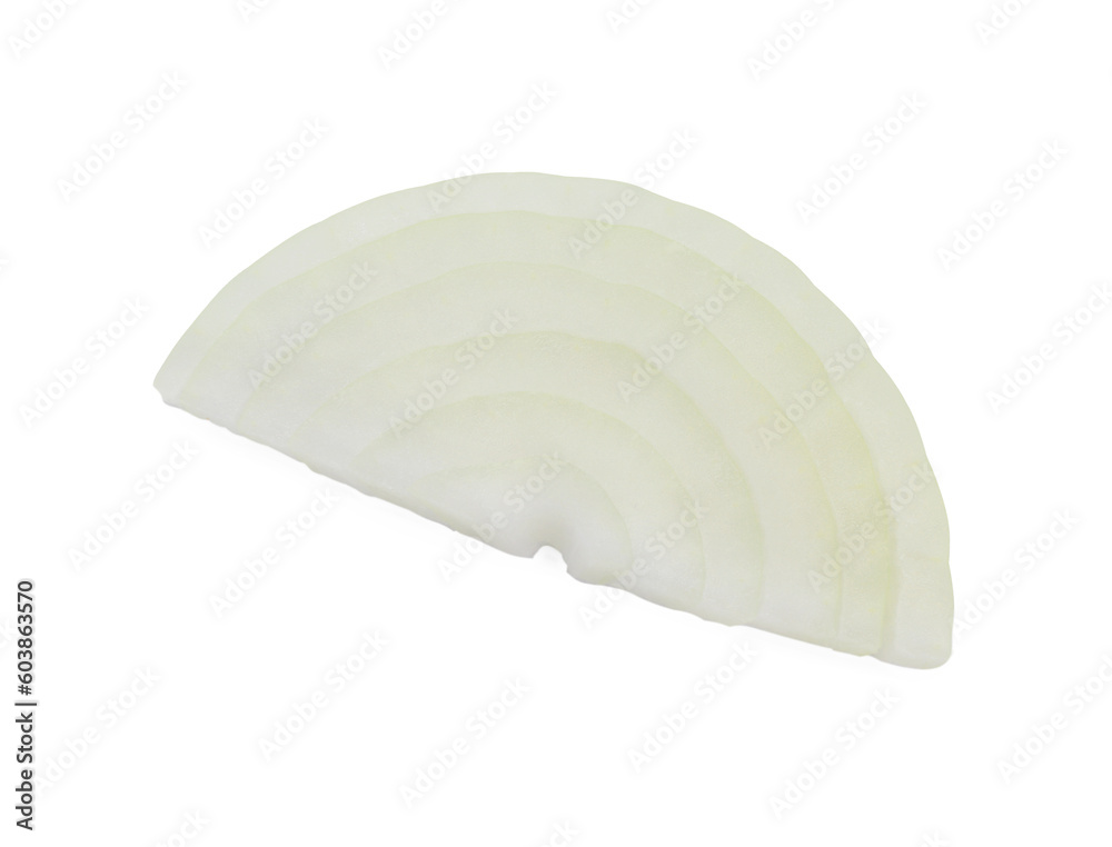 Slice of fresh ripe onion isolated on white, top view Slice of fresh ripe onion isolated on white, top view