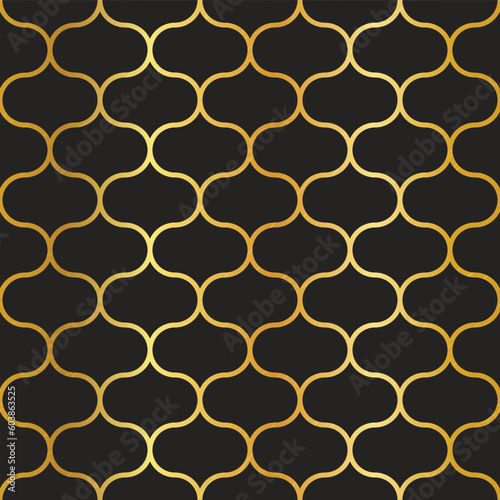 Gold Ogee Outline Seamless Vector Repeat Pattern