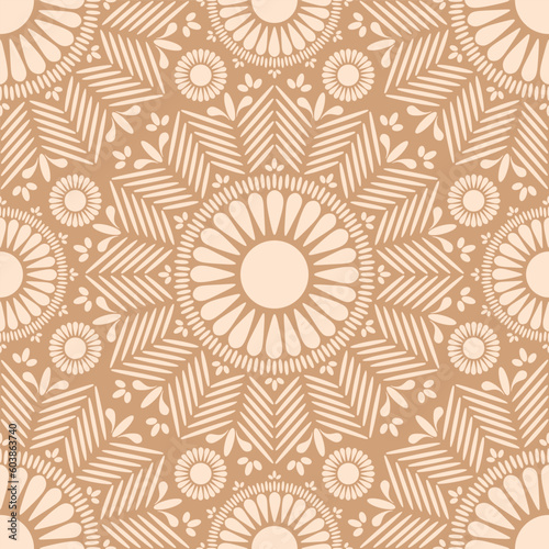 Boho Mandala Seamless Vector Repeat Pattern