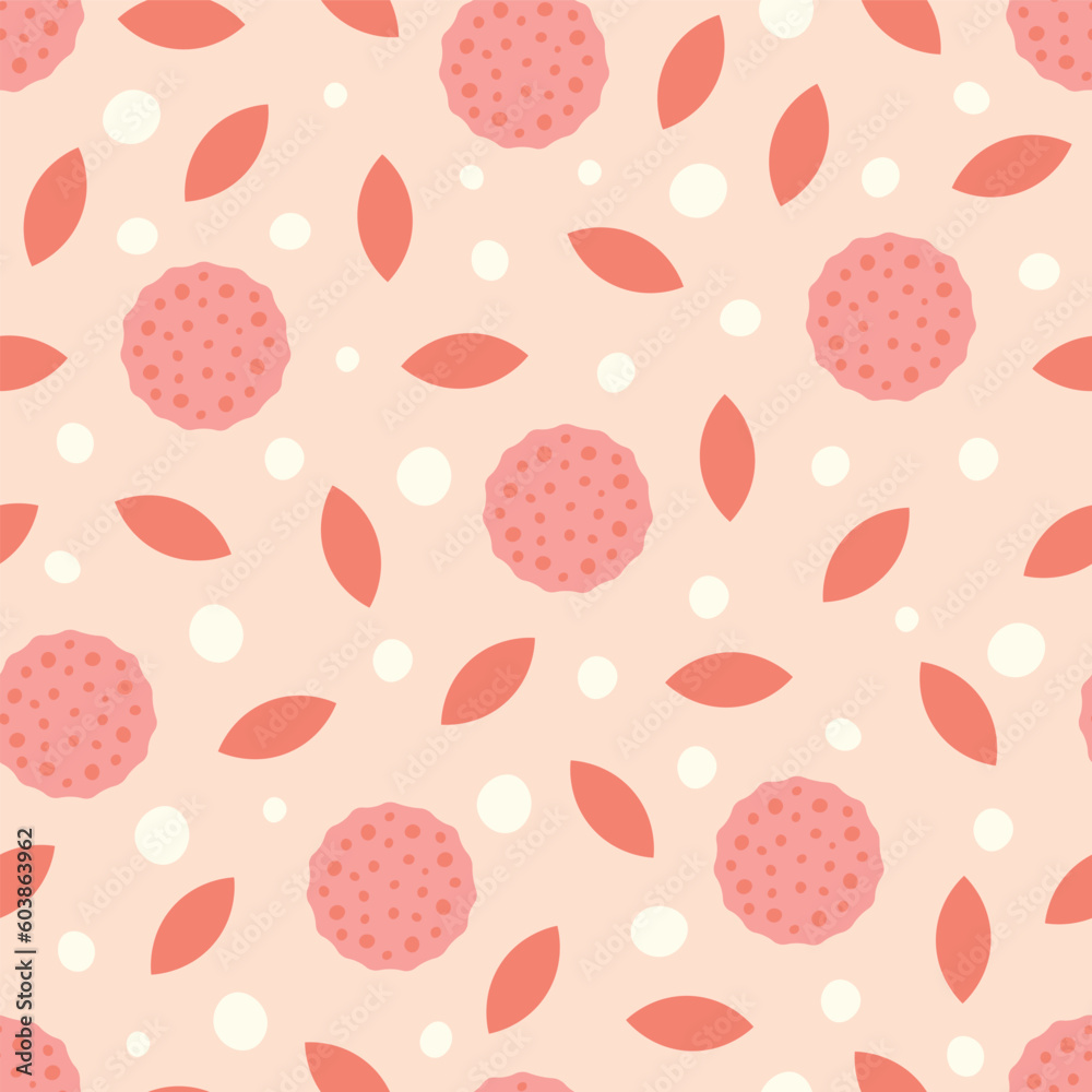 Pastel Pink Abstract Spot Leaves Seamless Vector Repeat Pattern Pastel Pink Abstract Spot Leaves Seamless Vector Repeat Pattern