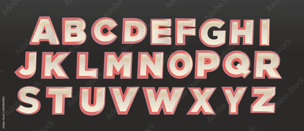 Pink shiny font, alphabet letters font