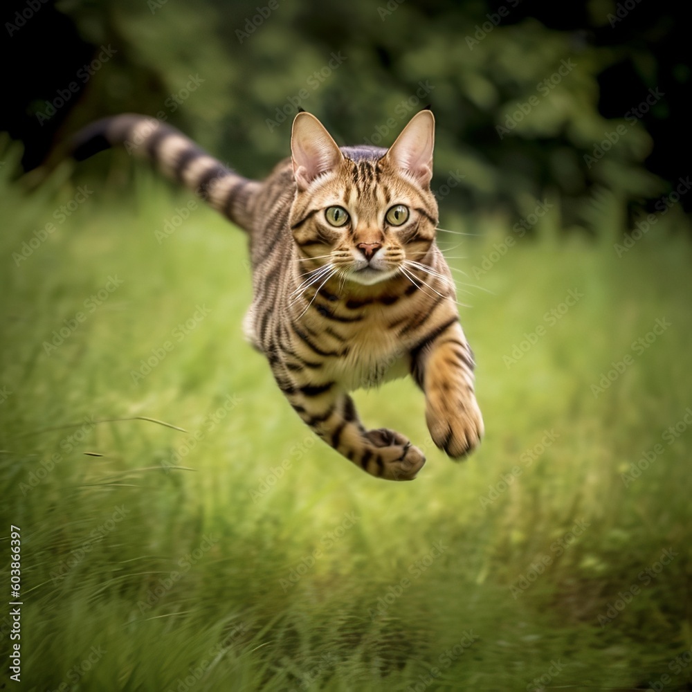 Untamed Majesty: Bengal Cat's Hunting Adventure