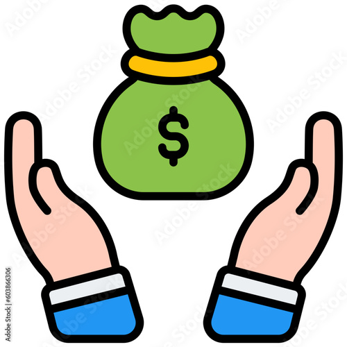 hands outline color icon