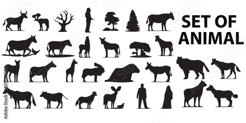 A set of animal silhouette vector illustrations.