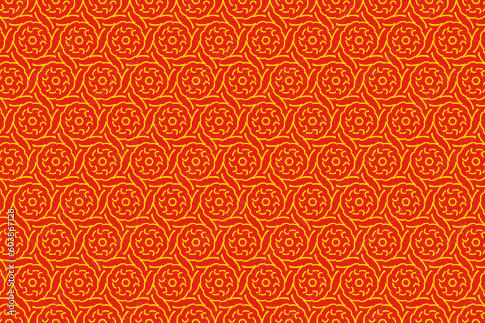 Seamless red pattern with line, curve and circle, background. Ethnic motifs background Seamless red pattern with line, curve and circle, background. Ethnic motifs background