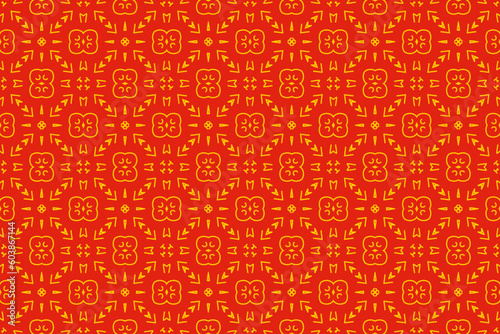 Red orange chinese seamless vector pattern. Abstract background, Decorative wallpaper.