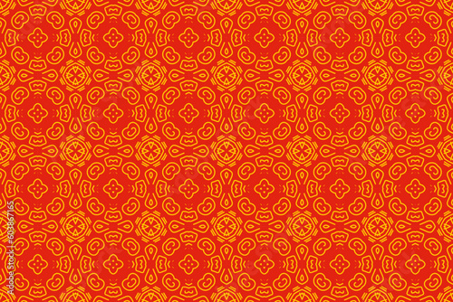 Red orange chinese seamless vector pattern. Abstract background, Decorative wallpaper.