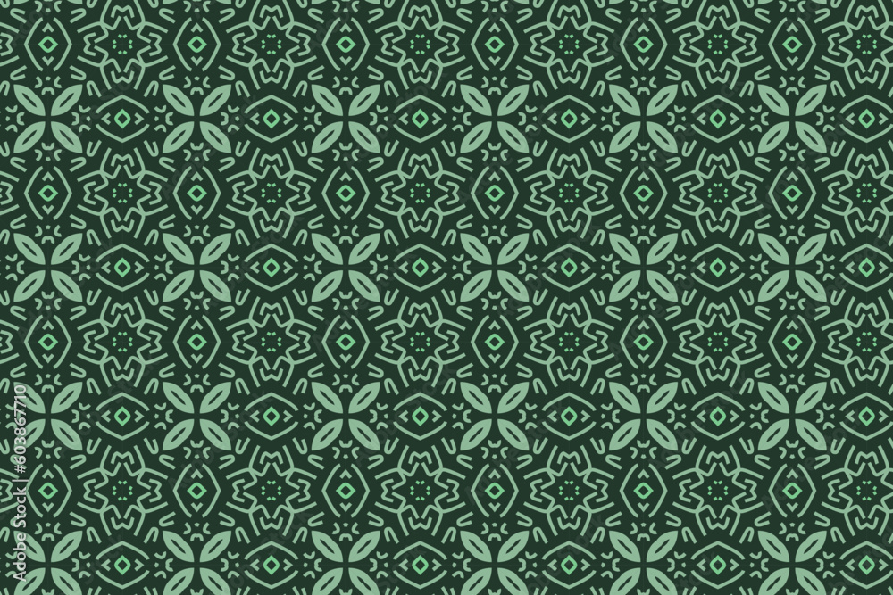 Floral pattern vector with green color. 