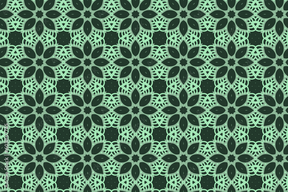 Fototapeta premium Floral pattern vector with green color. 
