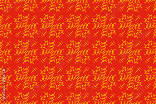 Chinese seamless pattern texture background. Seamless floral lines pattern background in asian oriental style. Geometric creative abstract red and gold pattern background print. 