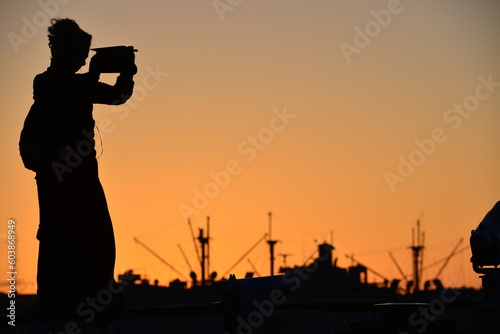 silhouette of photographer