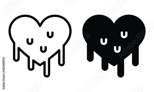 Melted heart icon with outline and glyph style.