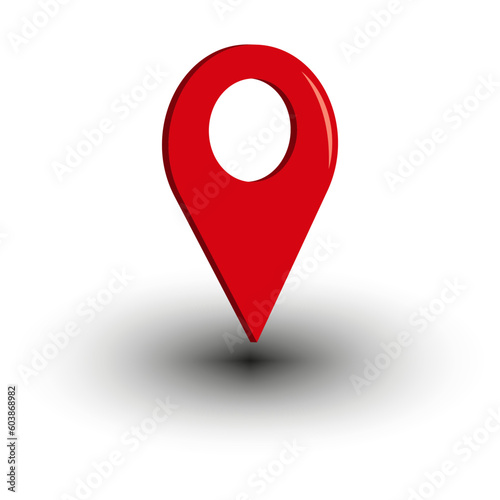 Relocation. Moving sign. Volumetric red vector symbol. Red volumetric pin. Vector illustration.