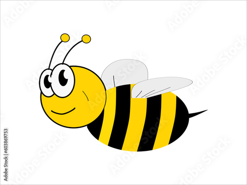 black yellow bee cartoon isolated on white