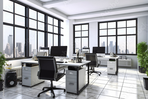 オフィス風景　無人　AI生成画像　ジェネレーティブAI