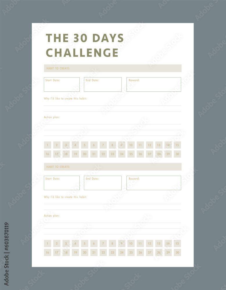 30 Days Challenge planner. 30 Days Challenge planner.