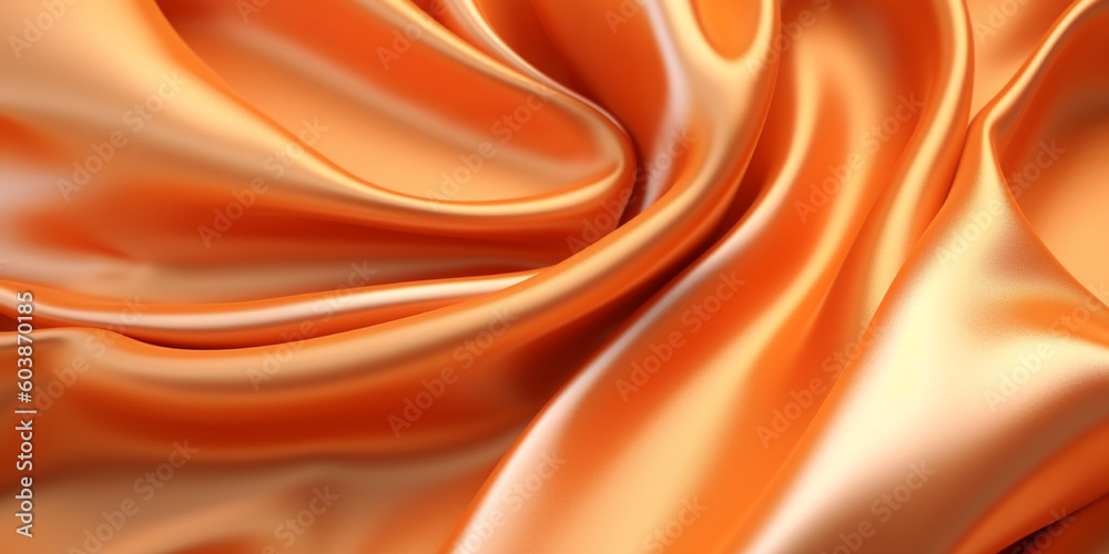 Soft mustard silk satin background, elegant wavy fold by generative AI tools