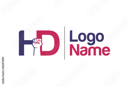 Hand fist and HD letter concept. Very suitable in various business purposes also for icon, logo, symbol and many more.