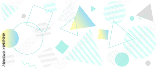 Fotografie, Tablou 夏をイメージした爽やかな幾何学模様の背景イラスト　ジオメトリック　グラデーション　メンフィス
