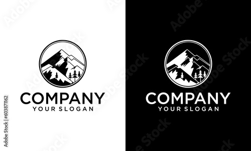 mountain circle logo vector modern simple sophisticated concepts. mountain logo circle emblem, vector design concept template