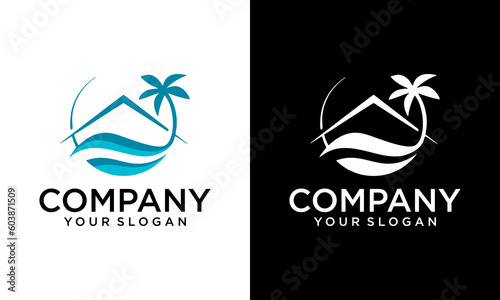 Vector Minimalist Modern Beach House Logo