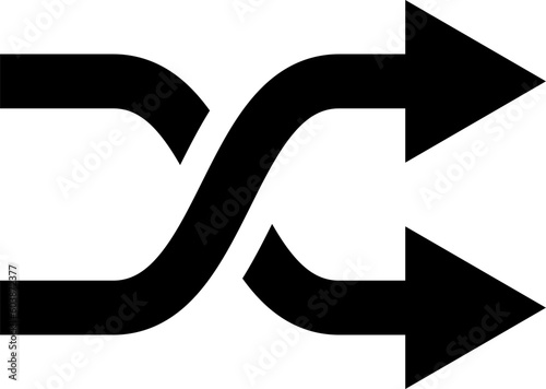 Simple shuffle icon, illustration of crossed arrows photo