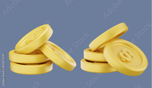 Business Finance and Investment, 3d rendering of gold coins
