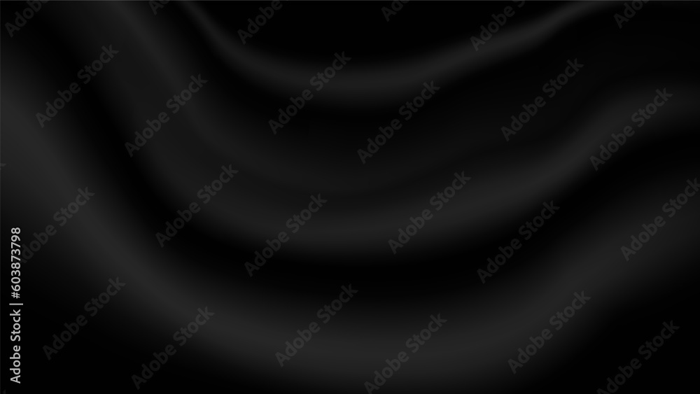 abstract blank black soft creased satin fabric folding texture background for decorative graphic design

