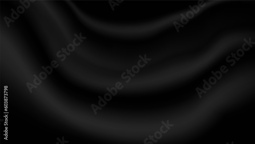 abstract blank black soft creased satin fabric folding texture background for decorative graphic design
