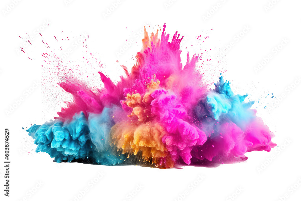 Explosion of colored powder isolated on background. - obrazy, fototapety, plakaty 