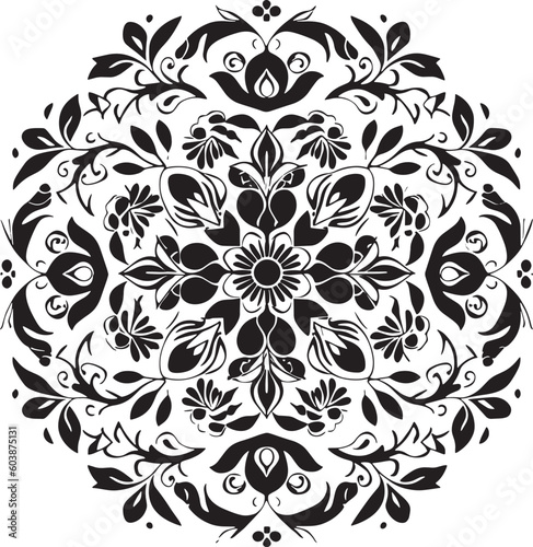 black and white floral pattern, mandala flower pattern, flower pattern isolated on white, flower pattern vector illustration