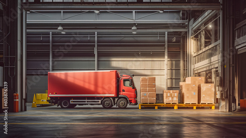 Streamlining Supply Chain, Delivery Truck Ready to be Loaded at a Distribution Center, Generative AI