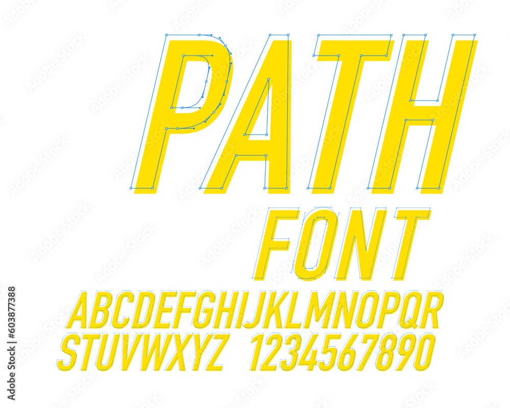 Fototapeta premium illustrator path designer font set - slanted version