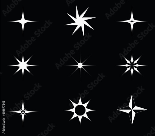 Set of stars in abstract vector. Simple glitter icons