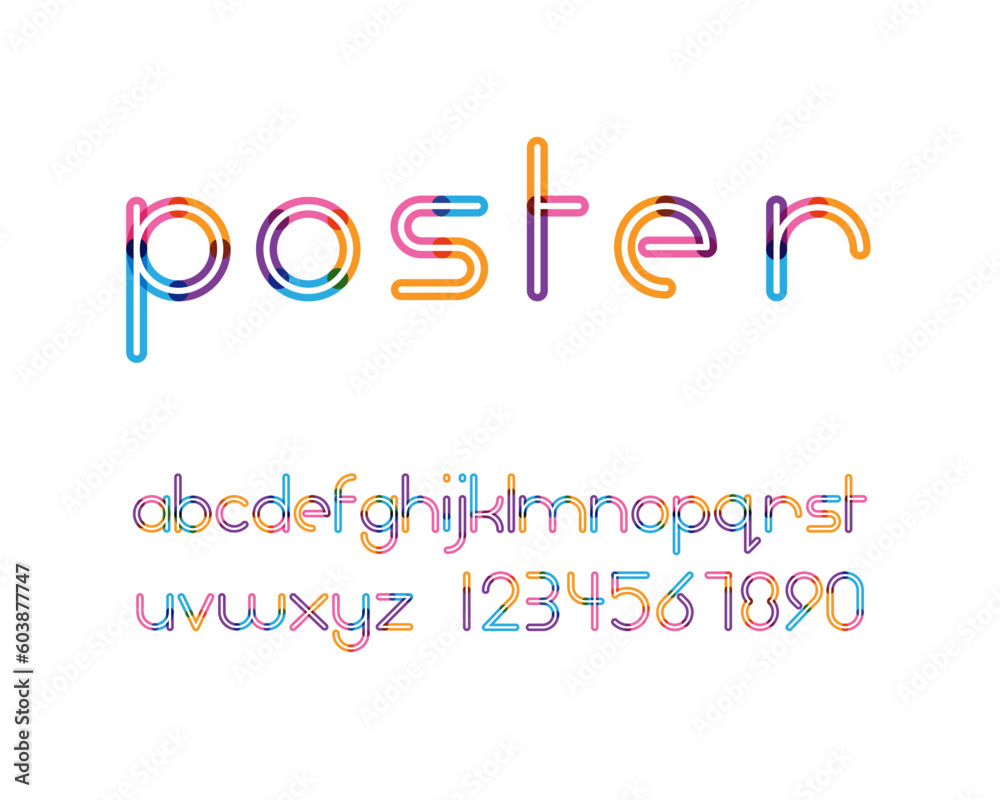 rainbow neon outlined designer font set rainbow neon outlined designer font set