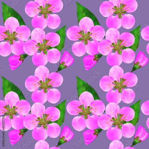 Quince  apple quince. Floral seamless pattern. Flowers motifs. Collage for textile  cotton fabric  dress. For wallpaper  covers  print. Interior decor. Design for paper  cards. For brochure  banners.