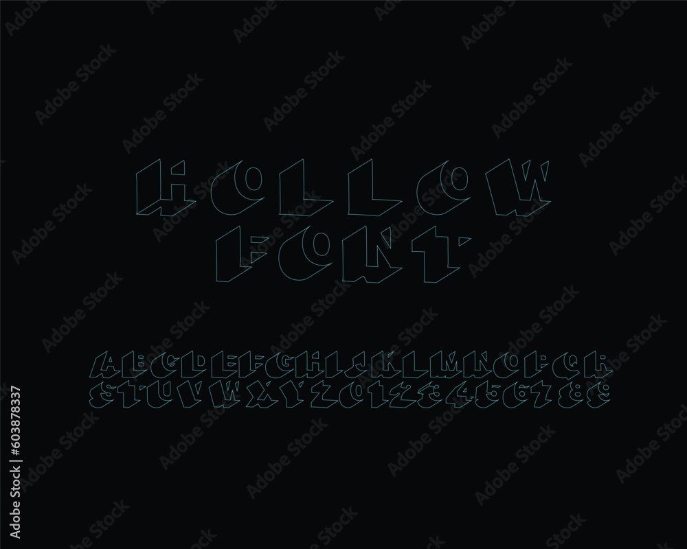 Hollow Outlined font set design