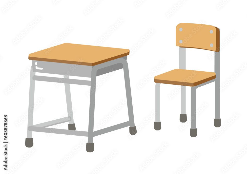学校の机と椅子のイラスト 線画なし 学校の机と椅子のイラスト 線画なし