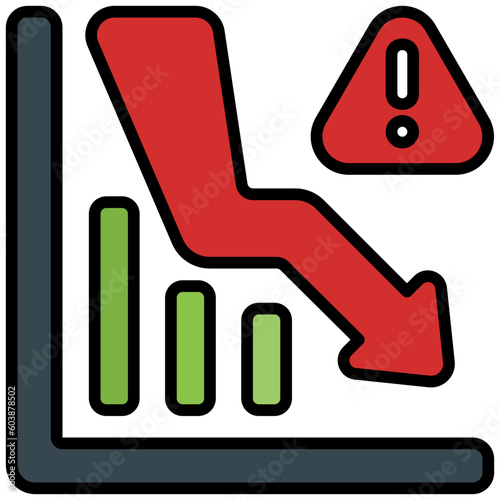 crisis graph outline color icon