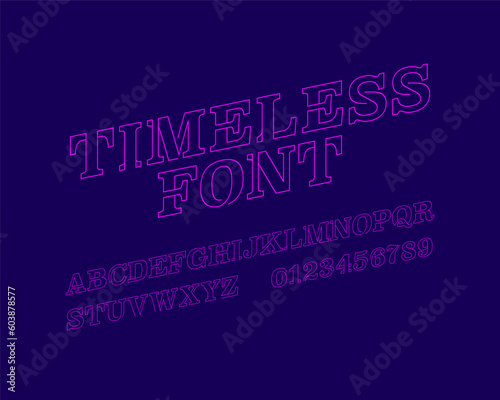 line art timeless designer font set - italic version