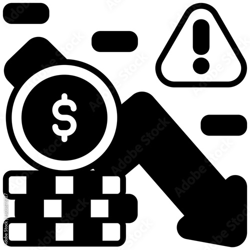 financial crisis solid line icon