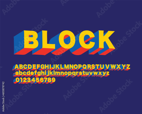 Primary color block font set design