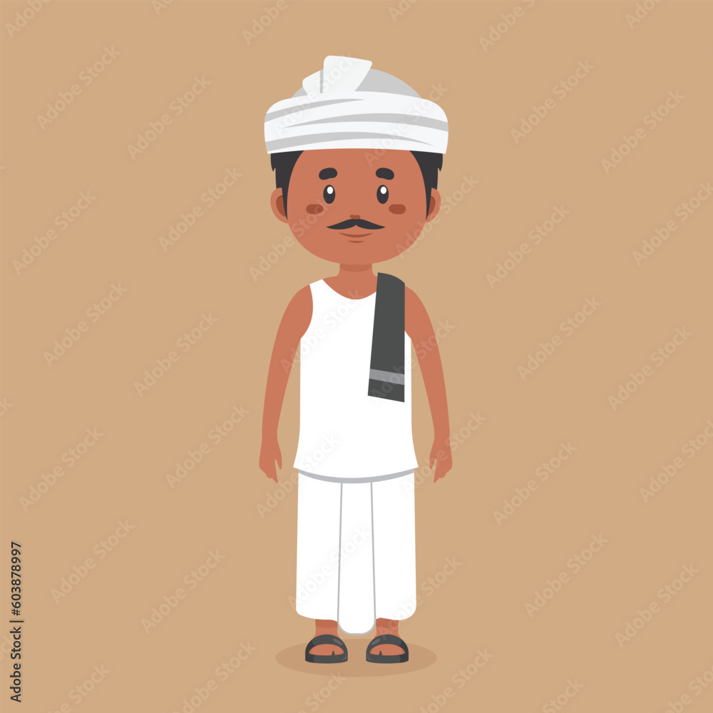 Indian Farmer Character Cartoon