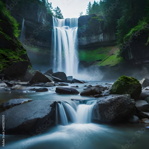 An image of a waterfall created by generative AI.