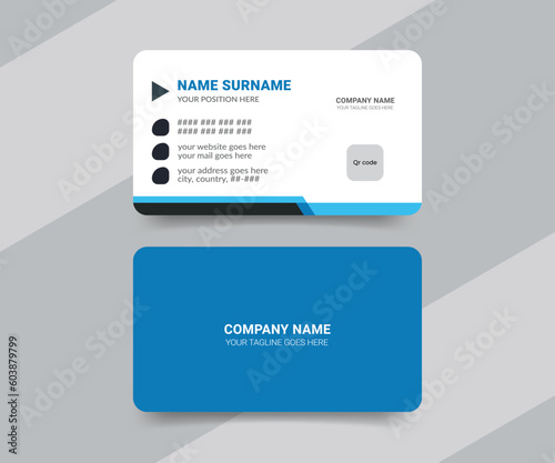 Medical style business card design template with double-sided vector layout 